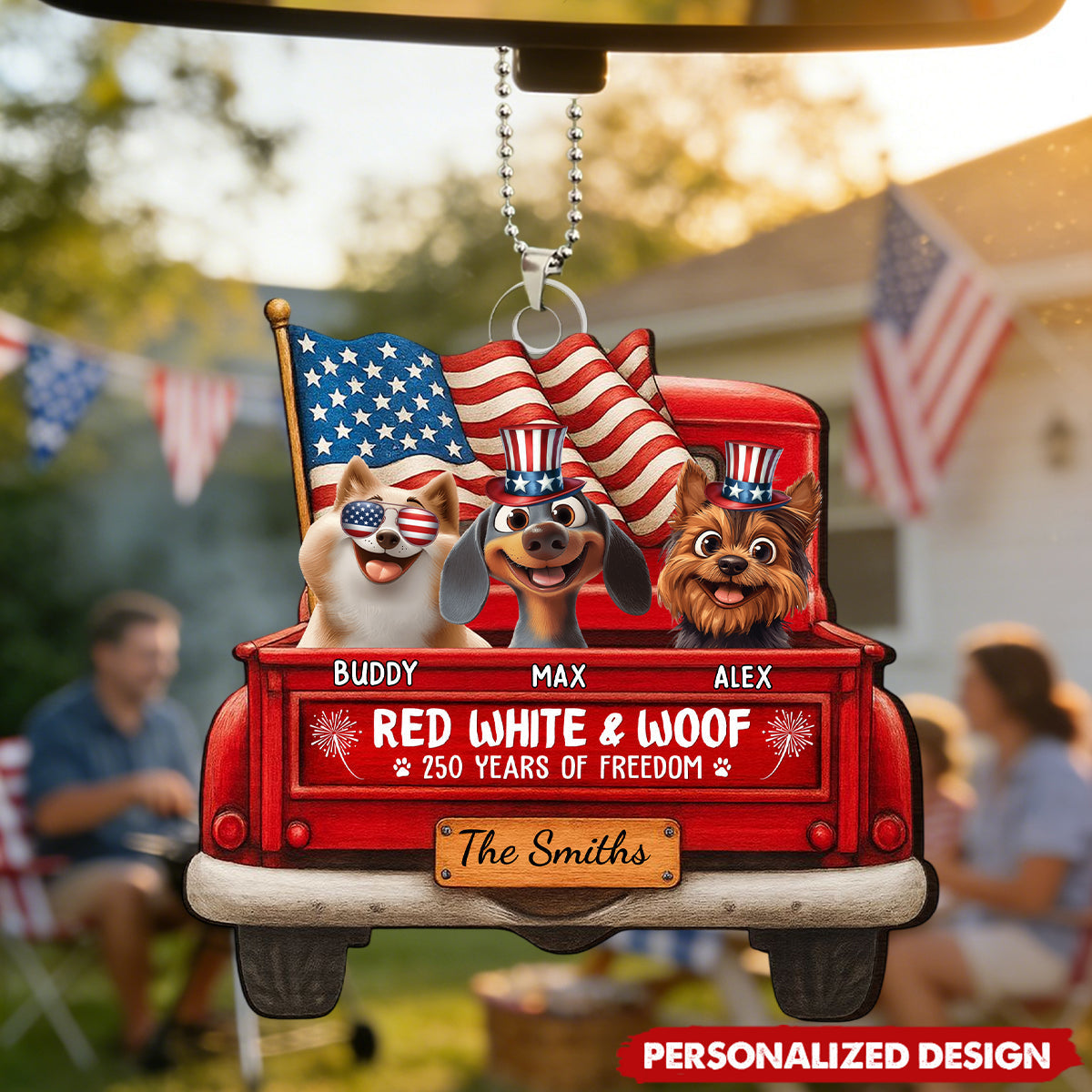 USA "250 Years Of Freedom" - Personalized Custom Vintage Truck Acrylic Car Ornament