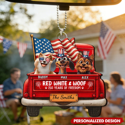 USA "250 Years Of Freedom" - Personalized Custom Vintage Truck Acrylic Car Ornament