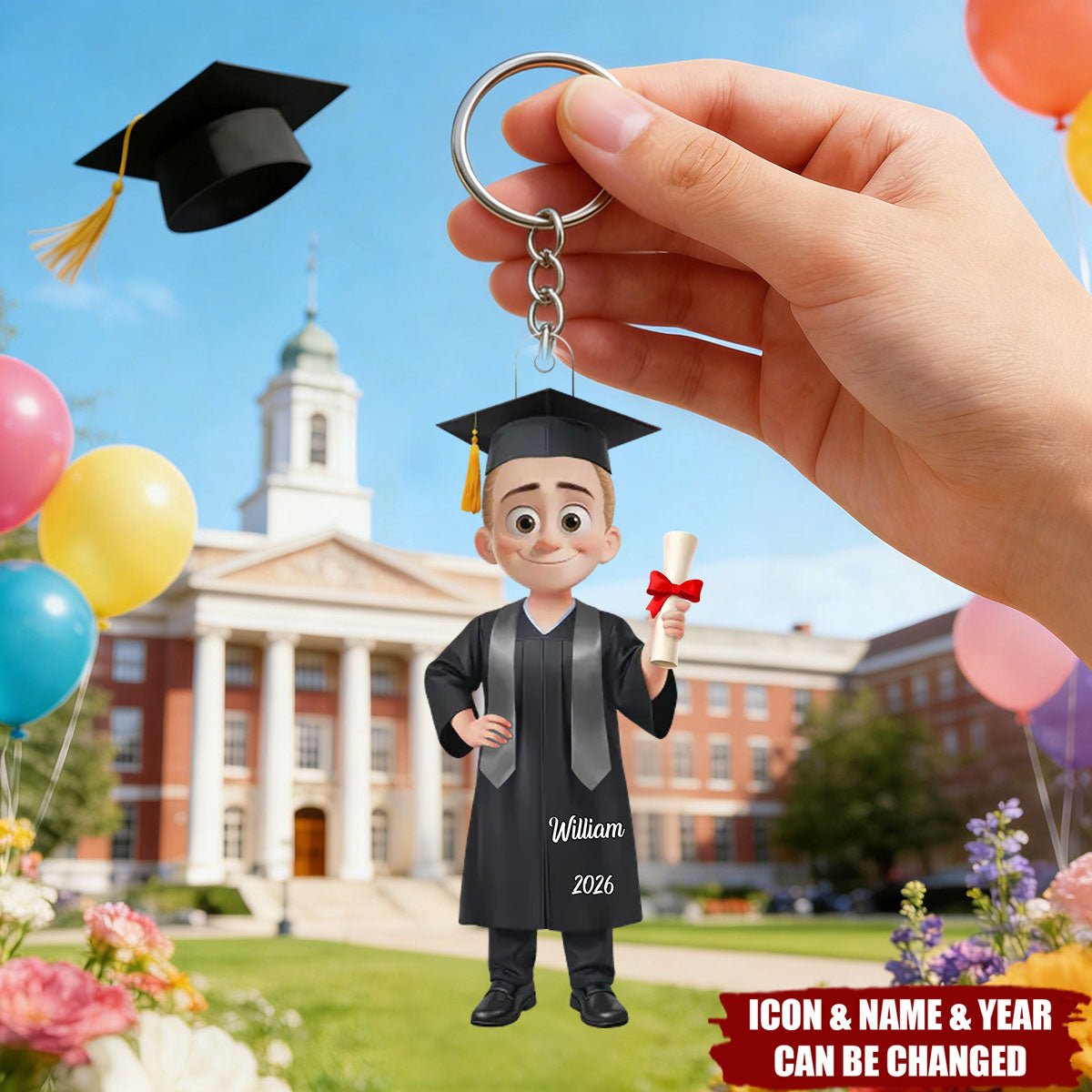 Personalized Graduation Keychain For Him Her - “Dream Big Achieve Bigger”