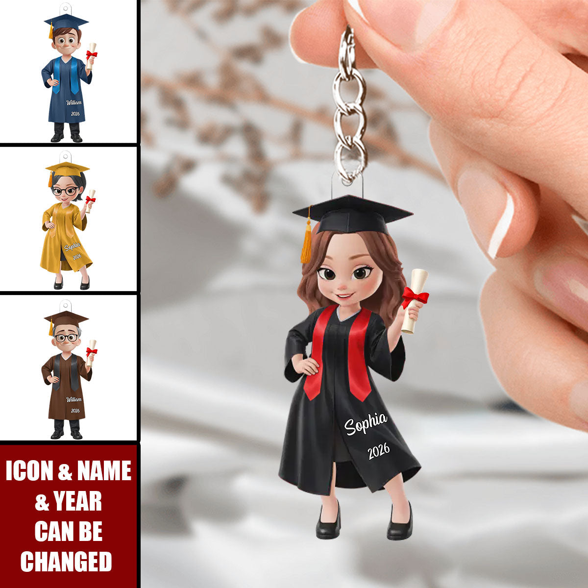 Personalized Graduation Keychain For Him Her - “Dream Big Achieve Bigger”