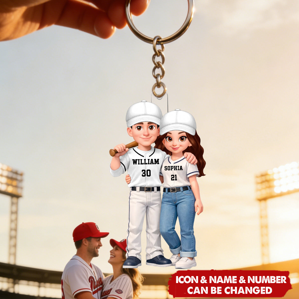 Baseball Couple - “I’ll Always Be Your Biggest Fan” - Personalized Keychain