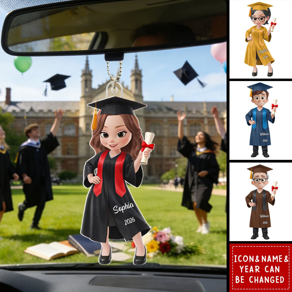 Personalized Car Hanger: Graduation 2026 - Gifts For Him, Her