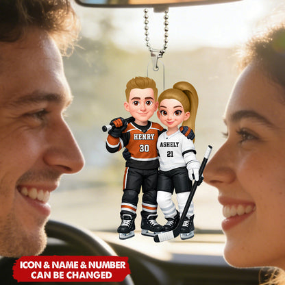 I’ll Always Be Your Biggest Fan - Personalized Hockey Couple Acrylic Car Ornament