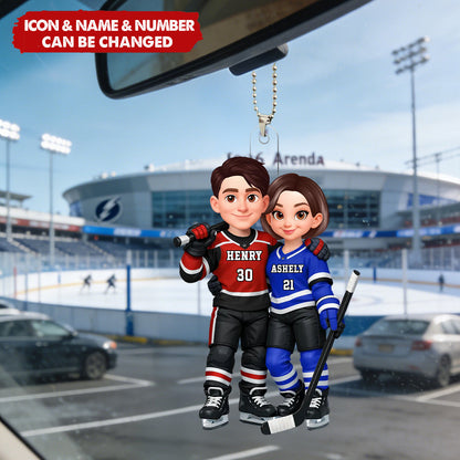 I’ll Always Be Your Biggest Fan - Personalized Hockey Couple Acrylic Car Ornament