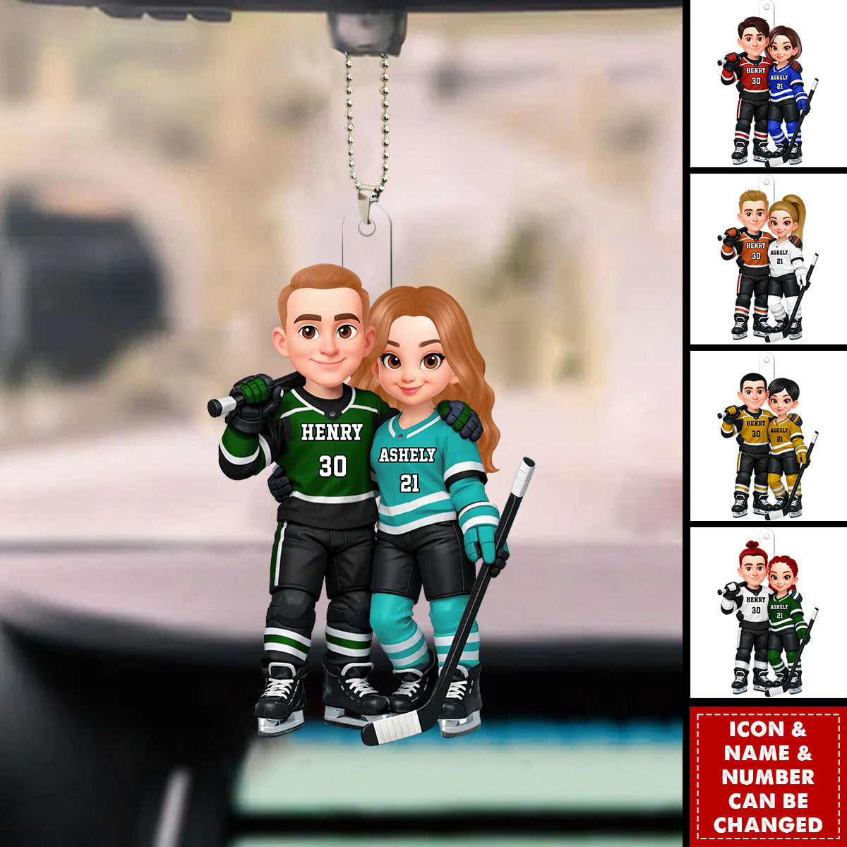 I’ll Always Be Your Biggest Fan - Personalized Hockey Couple Acrylic Car Ornament