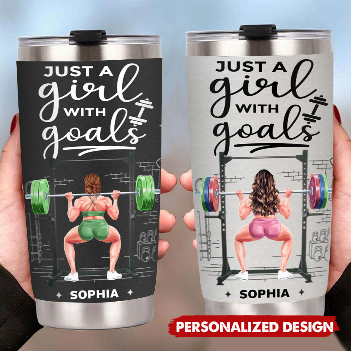Customizable Fitness Tumbler - ‘Just A Girl With Goals’ Personalized Workout Motivation
