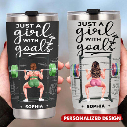 Customizable Fitness Tumbler - ‘Just A Girl With Goals’ Personalized Workout Motivation