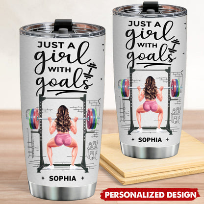 Customizable Fitness Tumbler - ‘Just A Girl With Goals’ Personalized Workout Motivation