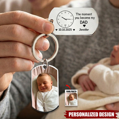 Personalized “The Moment You Became My Dad” Keychain - Gift for Husband or New Dad