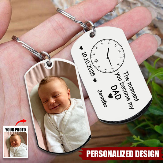 Personalized “The Moment You Became My Dad” Keychain - Gift for Husband or New Dad