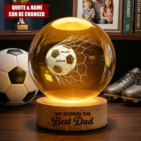 Personalized Soccer Dad Night Light for Dad with personalized design details for meaningful gifting