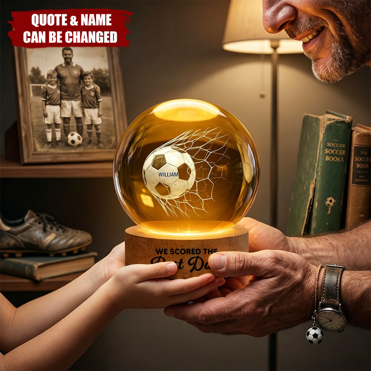 Personalized Soccer Dad Night Light personalization view for Dad