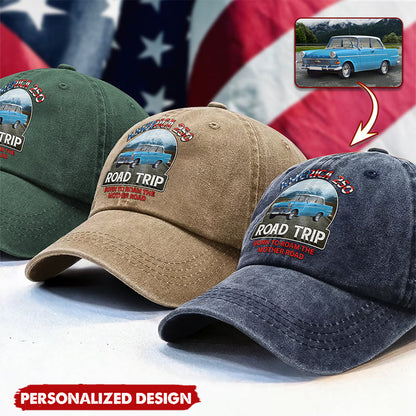 Personalized Car Photo Cap - America 250 Route 66 Road Trip
