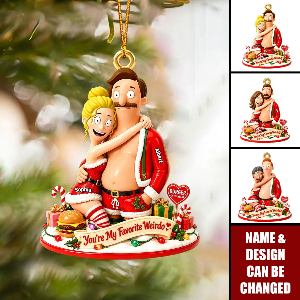 You Are My Favorite Weirdo Personalized Acrylic Ornament - Custom Couples Funny Christmas Keepsake
