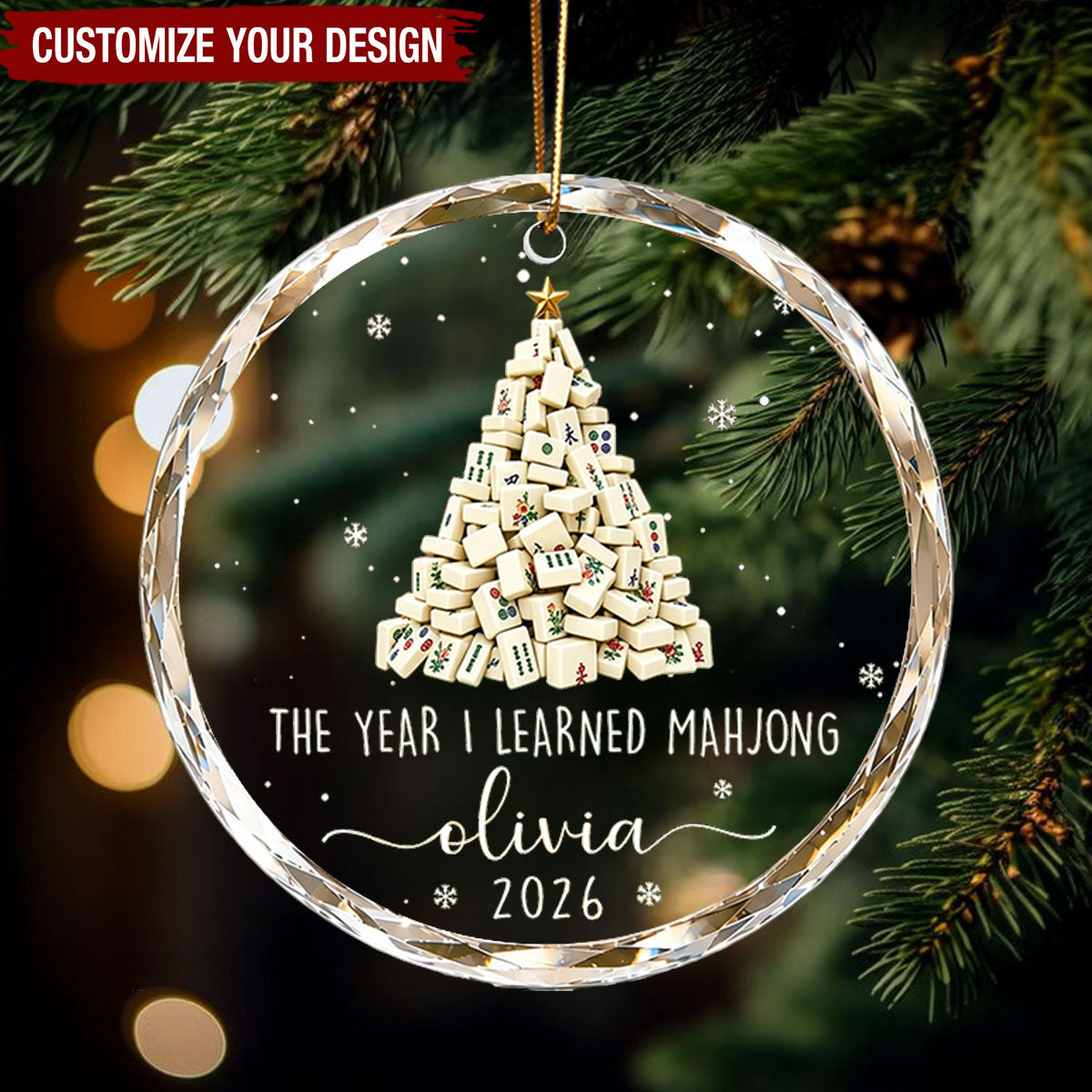 "The Year I Learned Mahjong" Personalized Glass Ornament - Christmas Gift for Best Friends