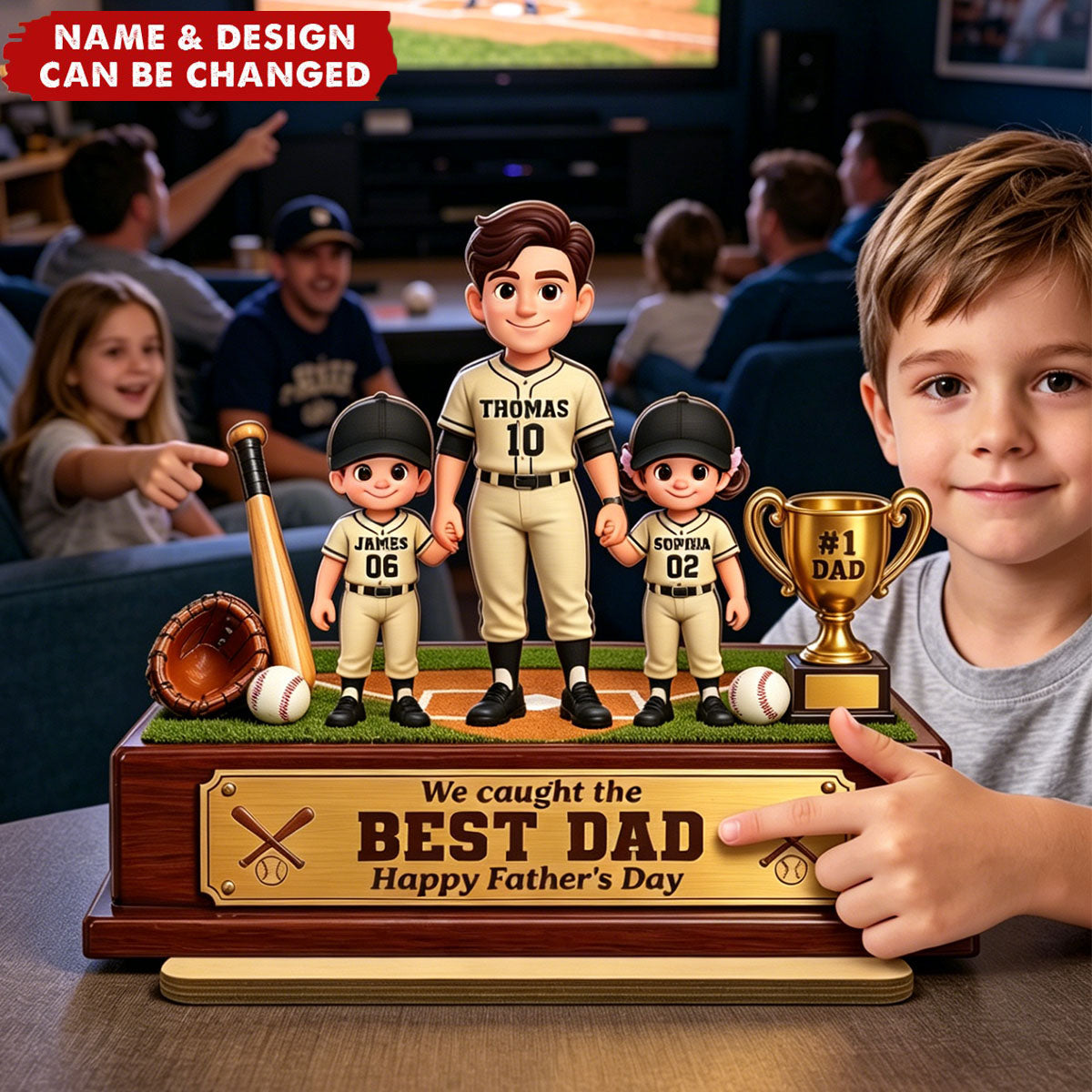 We Caught The Best Dad - Personalized Baseball Wooden Plaque