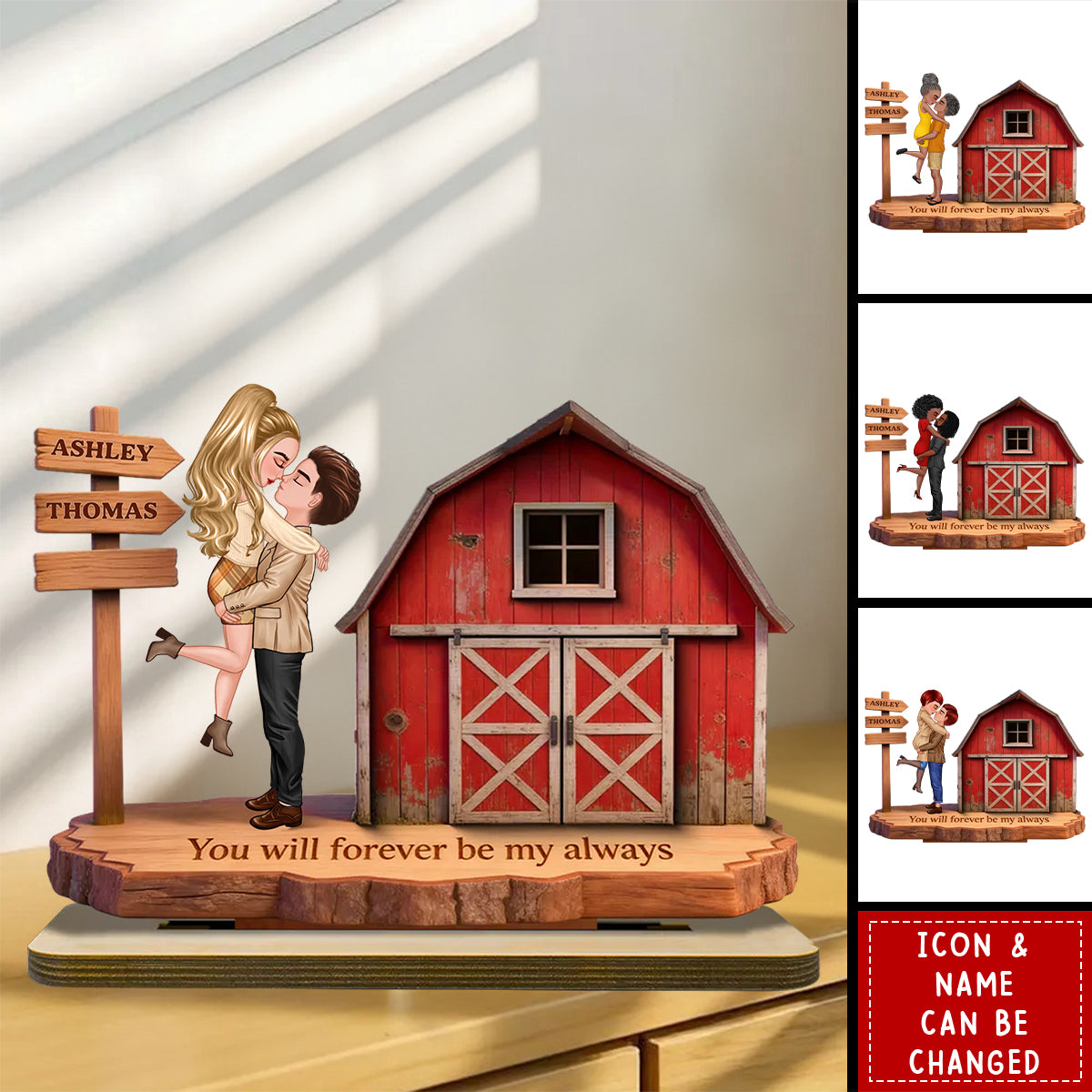 Nostalgia Barn House Eternal Love Couple Sign Posts - Personalized Farmhouse Decor 2-Layer Wooden Plaque