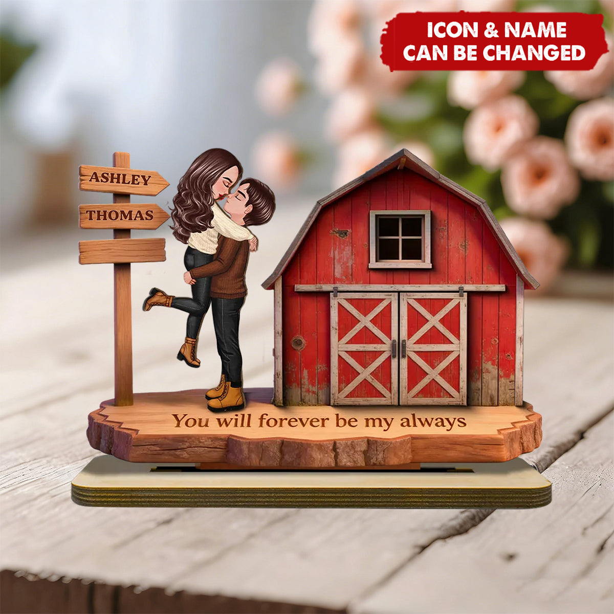 Nostalgia Barn House Eternal Love Couple Sign Posts - Personalized Farmhouse Decor 2-Layer Wooden Plaque