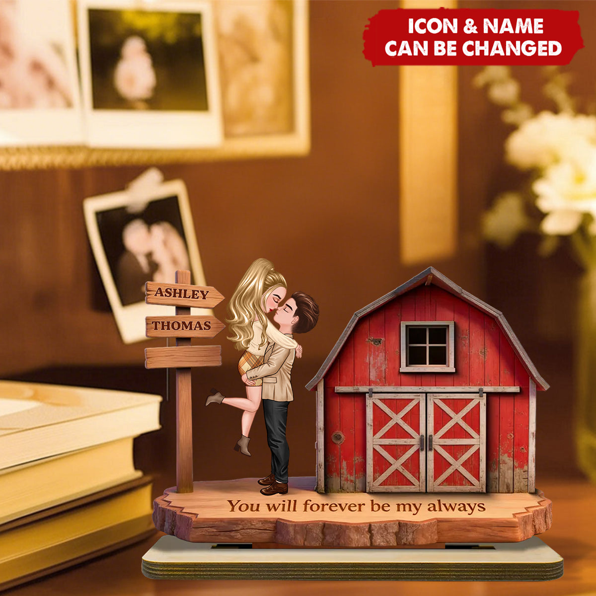 Nostalgia Barn House Eternal Love Couple Sign Posts - Personalized Farmhouse Decor 2-Layer Wooden Plaque