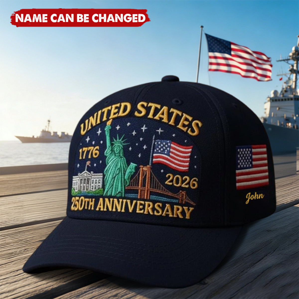 USA 250th Anniversary Eagle  - Personalized Custom Name Baseball Cap
