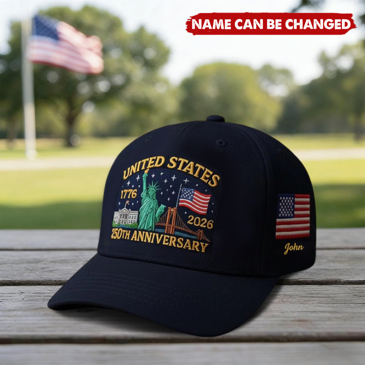 USA 250th Anniversary Eagle  - Personalized Custom Name Baseball Cap