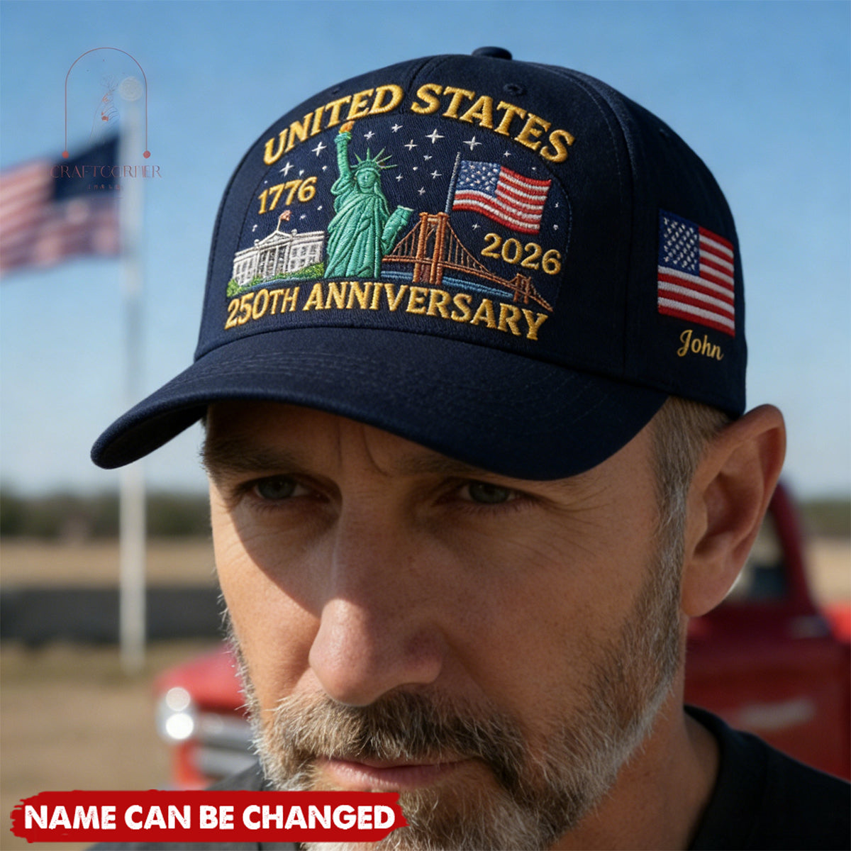 USA 250th Anniversary Eagle  - Personalized Custom Name Baseball Cap