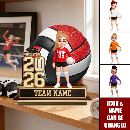 Personalized 2-Layered Wooden Plaque - Volleyball Senior Graduation Gift for Daughter, Class of 2026