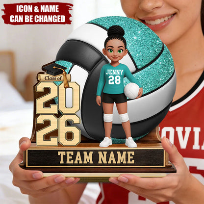Personalized 2-Layered Wooden Plaque - Volleyball Senior Graduation Gift for Daughter, Class of 2026