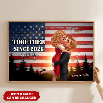 Proud Hero Couple Personalized Poster / Canvas - Custom Nation Flag Gift for Service Members