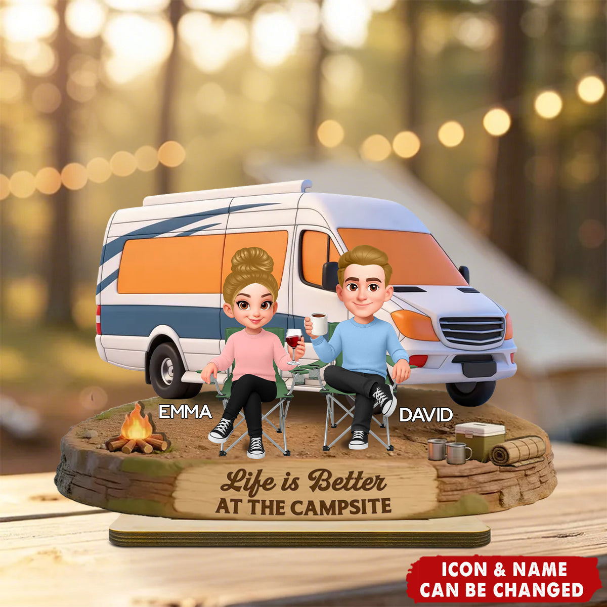Custom Camping Partners Plaque personalization view for Couples