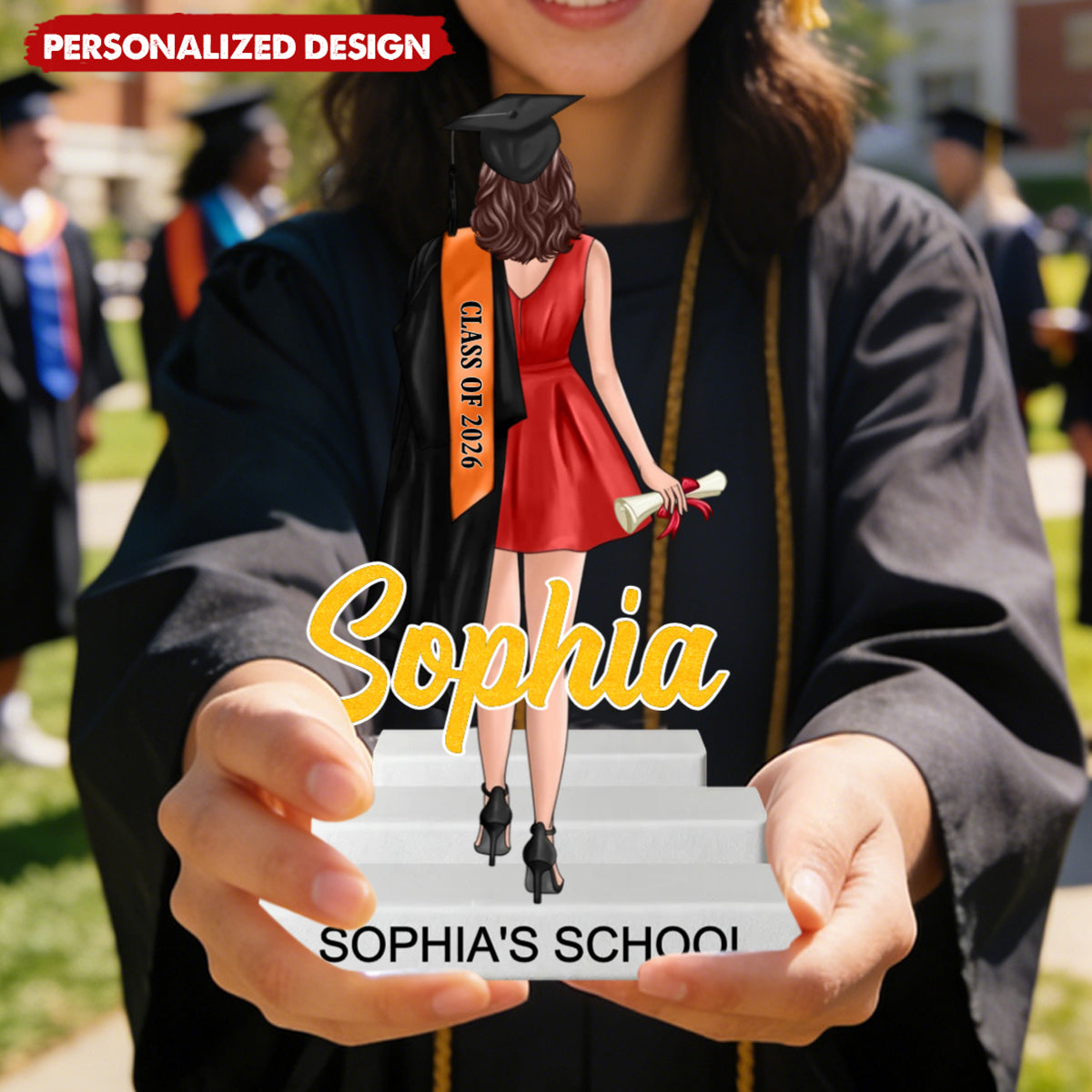 Graduate Standing With Name Shiny Effect - Personalized Plaque | Graduation Gift For Him & Her