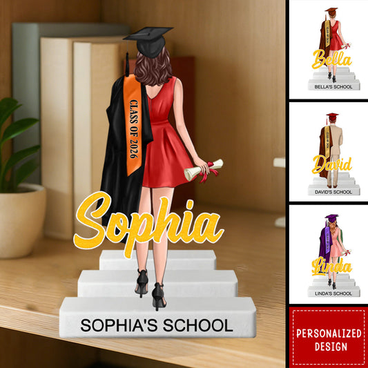 Graduate Standing With Name Shiny Effect - Personalized Plaque | Graduation Gift For Him & Her