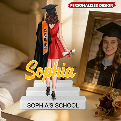 Graduate Standing With Name Shiny Effect - Personalized Plaque | Graduation Gift For Him & Her