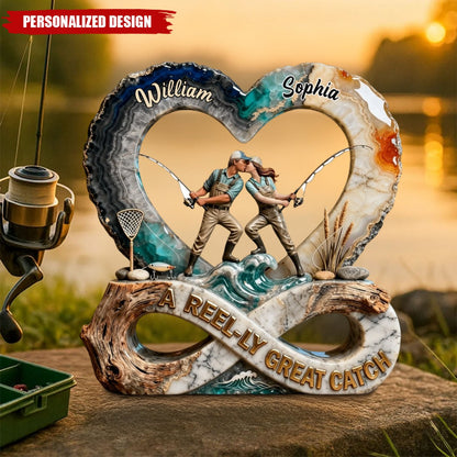 Personalized Fishing Couple Acrylic Plaque personalization view for Couples