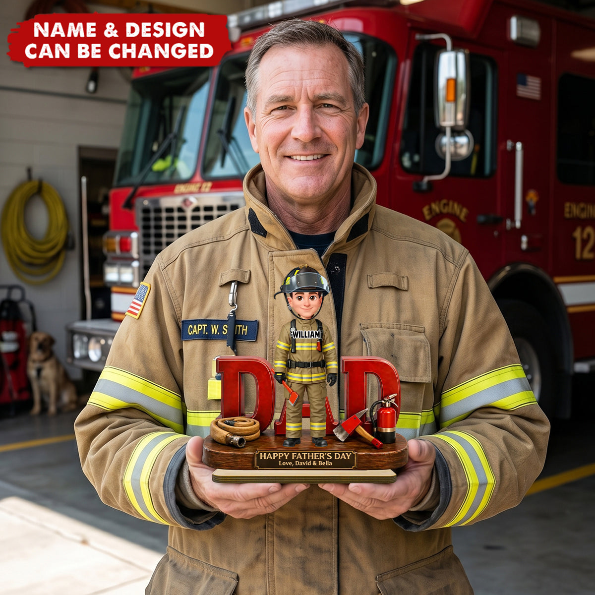 Proud Firefighter Dad - Personalized 2-Layered Wooden Plaque