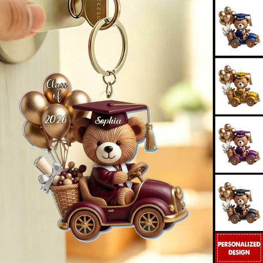 Personalized Graduation Bear Keychain for Daughter/Granddaughter
