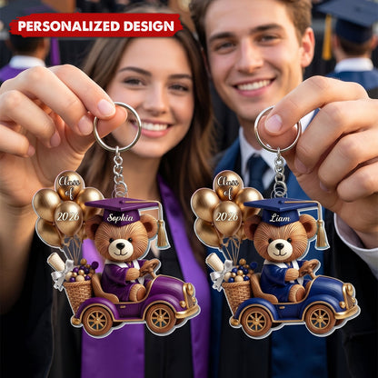 Personalized Graduation Bear Keychain personalization view for Daughter/Granddaughter