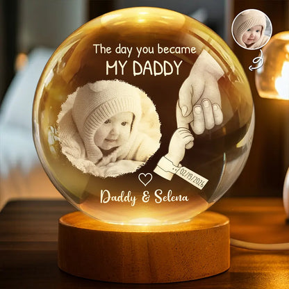 Custom Photo Crystal Globe Lamp for New Mom / Expecting Mom with personalized design details for meaningful gifting