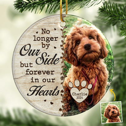 Personalized Pet Memorial Ornament - "Forever in Our Hearts" Custom Photo Gift