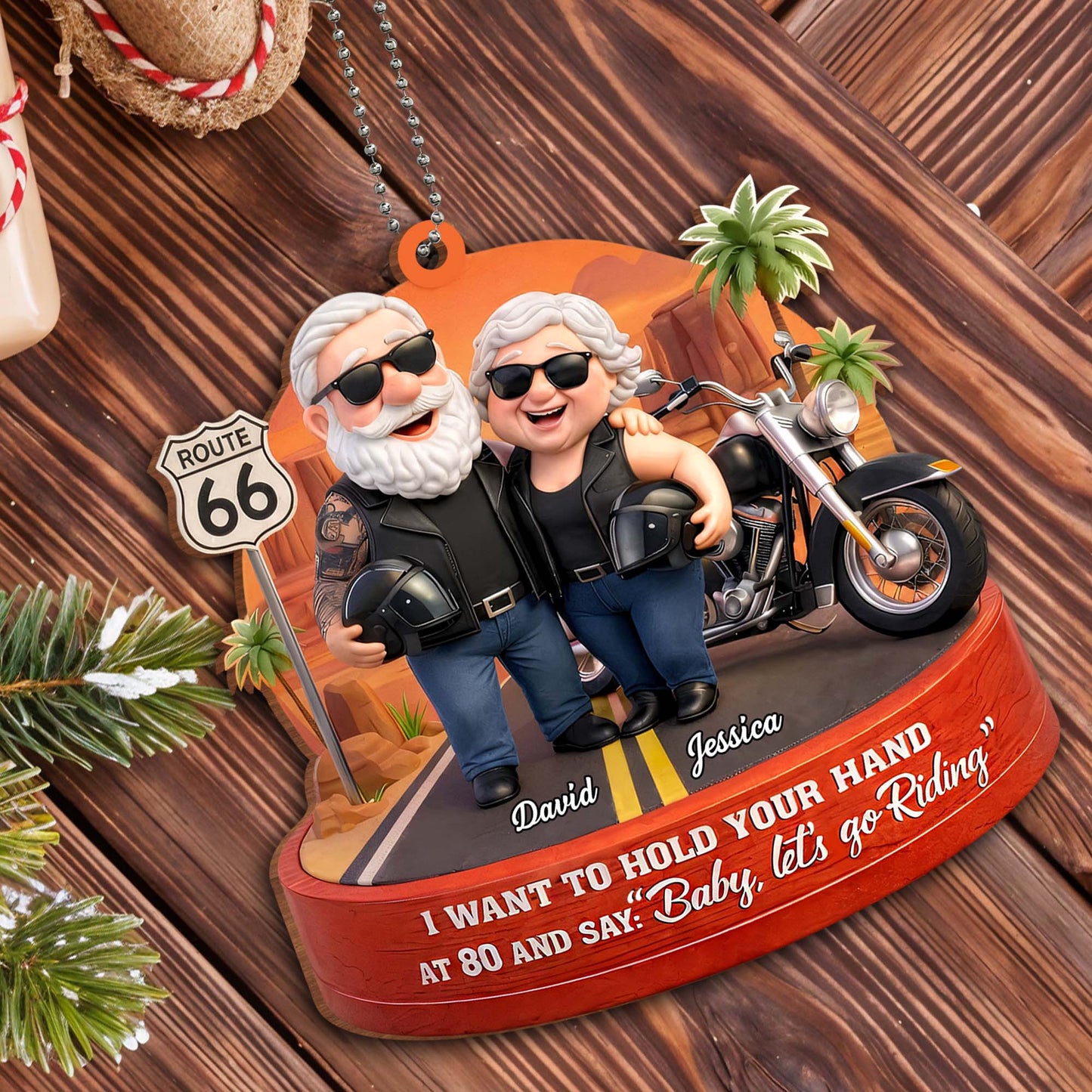 I Want To Hold Your Hand Let's Go Riding - Personalized Custom Wood Car Hanging Ornament
