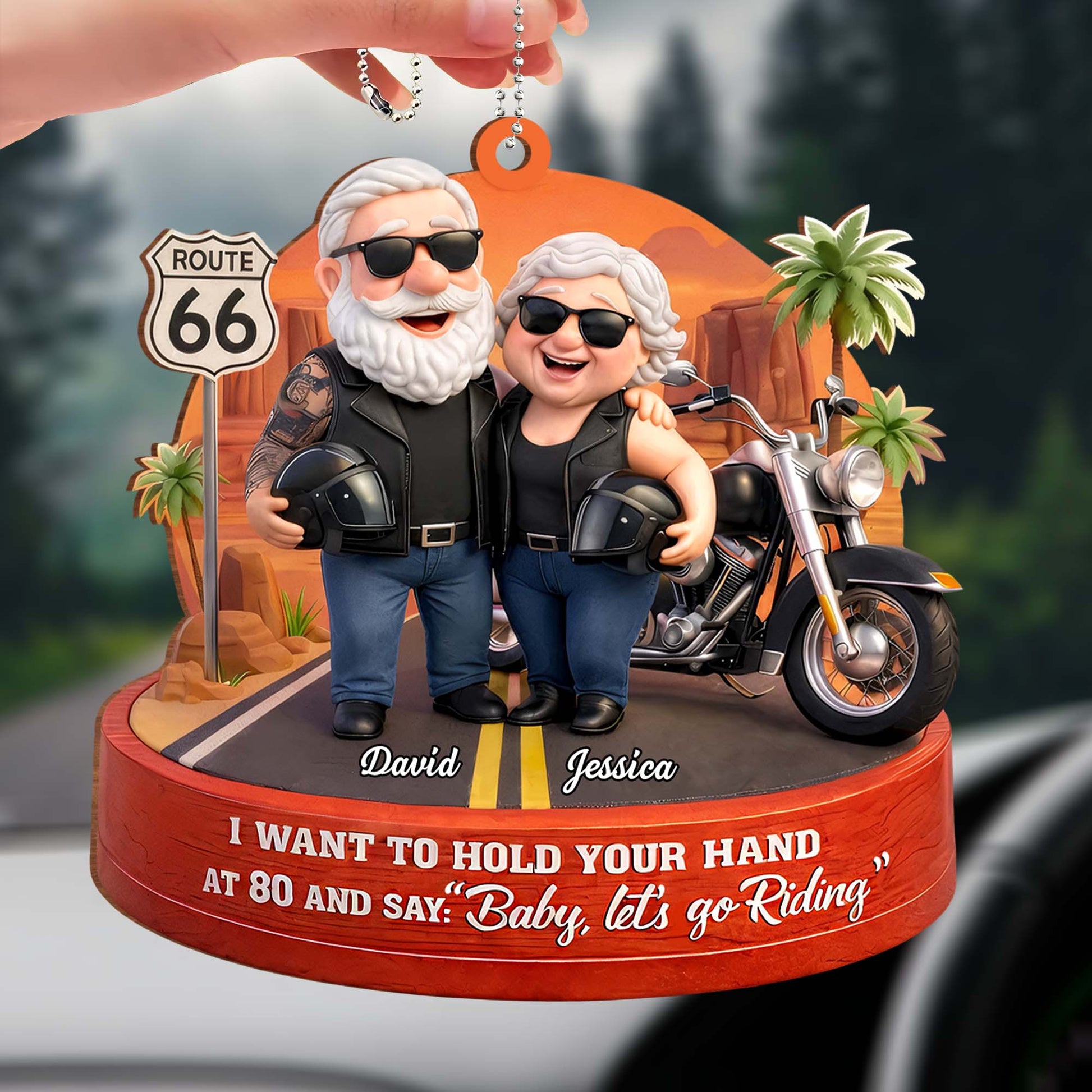 I Want To Hold Your Hand Let's Go Riding - Personalized Custom Wood Car Hanging Ornament