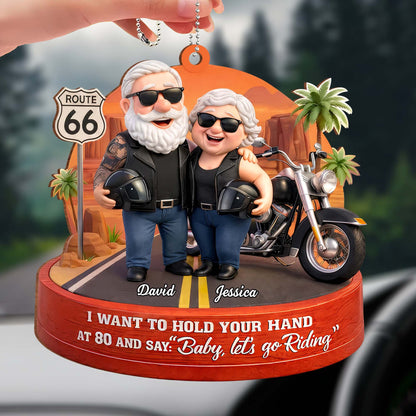 I Want To Hold Your Hand Let's Go Riding - Personalized Custom Wood Car Hanging Ornament