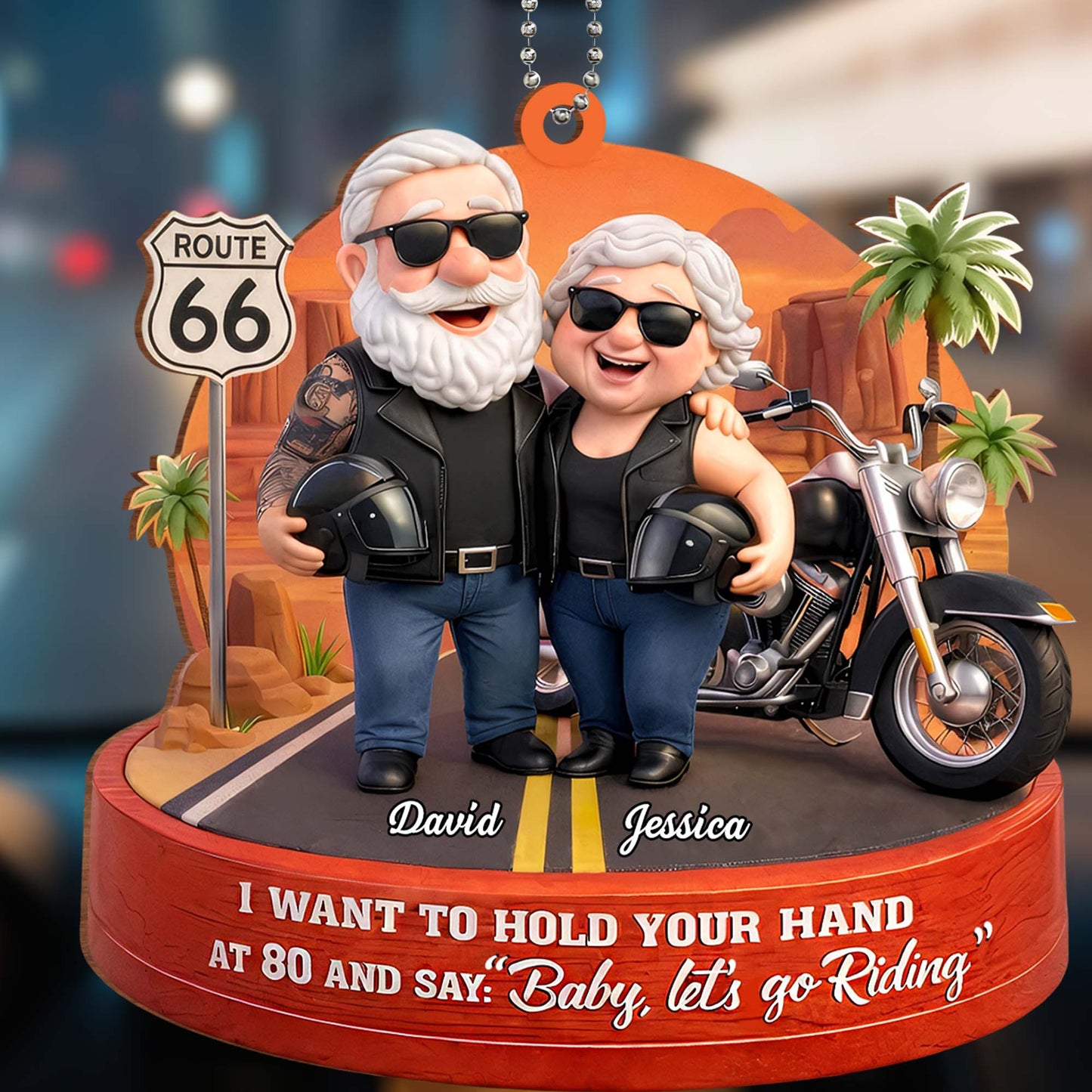 I Want To Hold Your Hand Let's Go Riding - Personalized Custom Wood Car Hanging Ornament