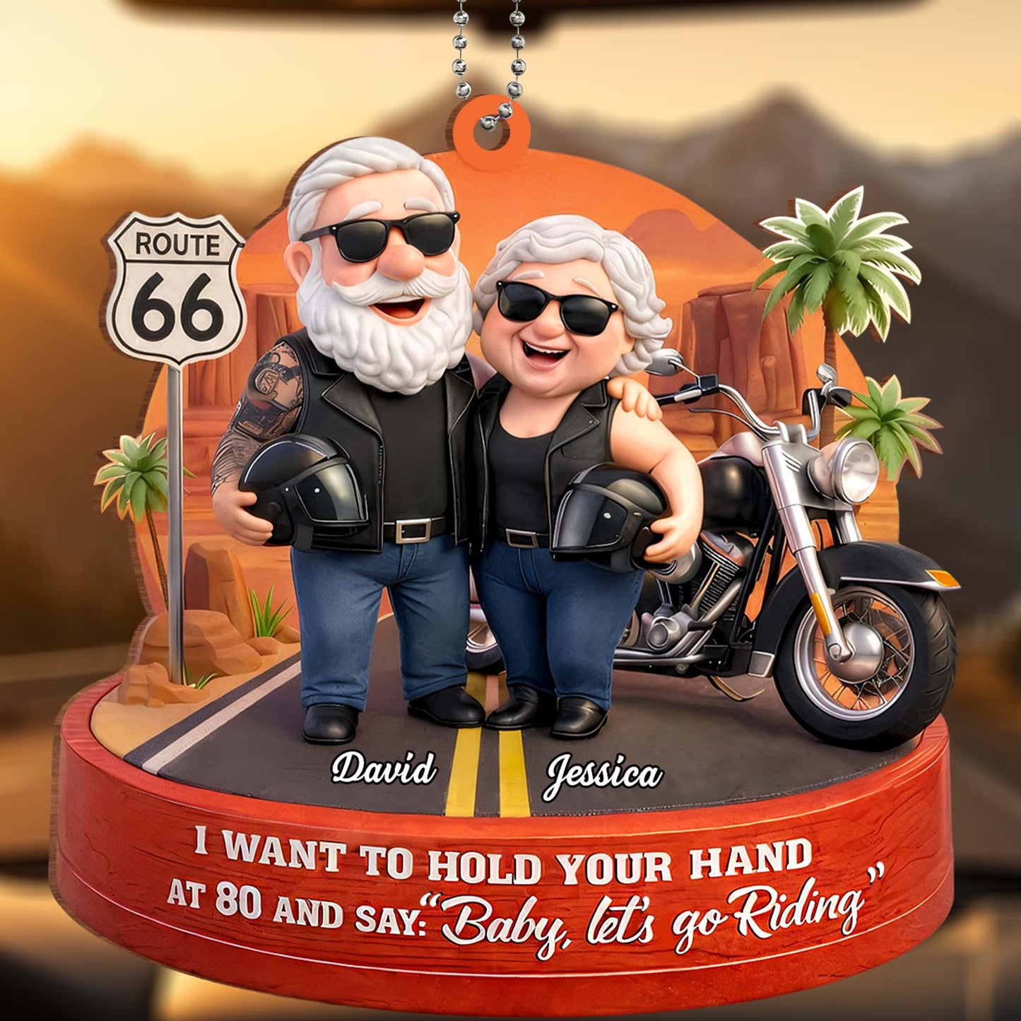 I Want To Hold Your Hand Let's Go Riding - Personalized Custom Wood Car Hanging Ornament