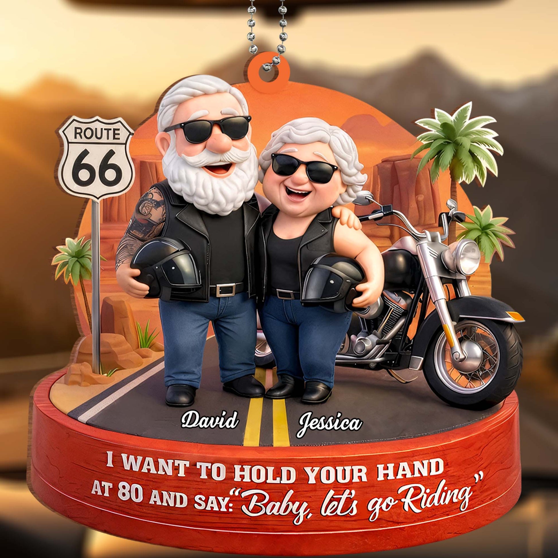 I Want To Hold Your Hand Let's Go Riding - Personalized Custom Wood Car Hanging Ornament