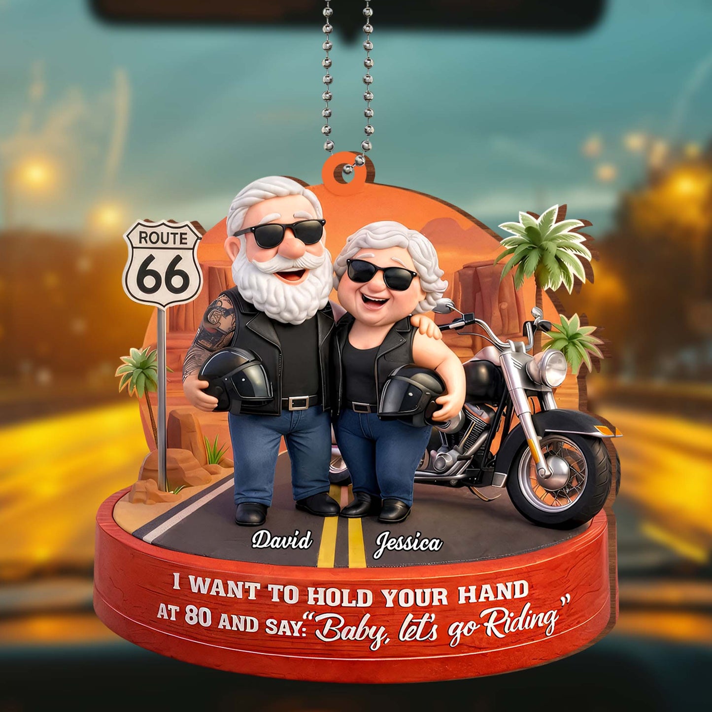 I Want To Hold Your Hand Let's Go Riding - Personalized Custom Wood Car Hanging Ornament