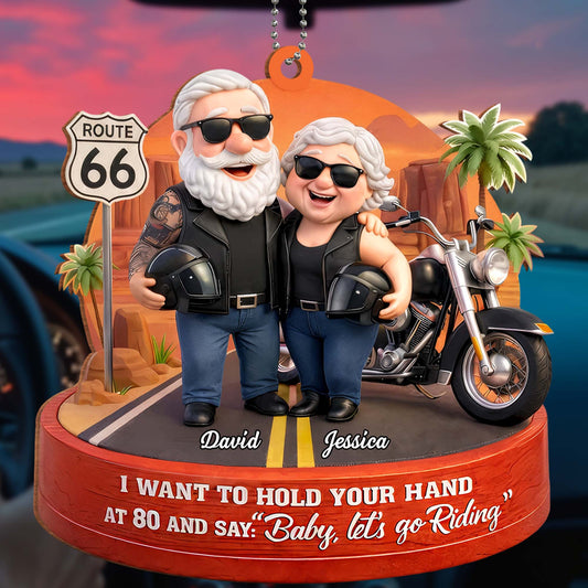 I Want To Hold Your Hand Let's Go Riding - Personalized Custom Wood Car Hanging Ornament