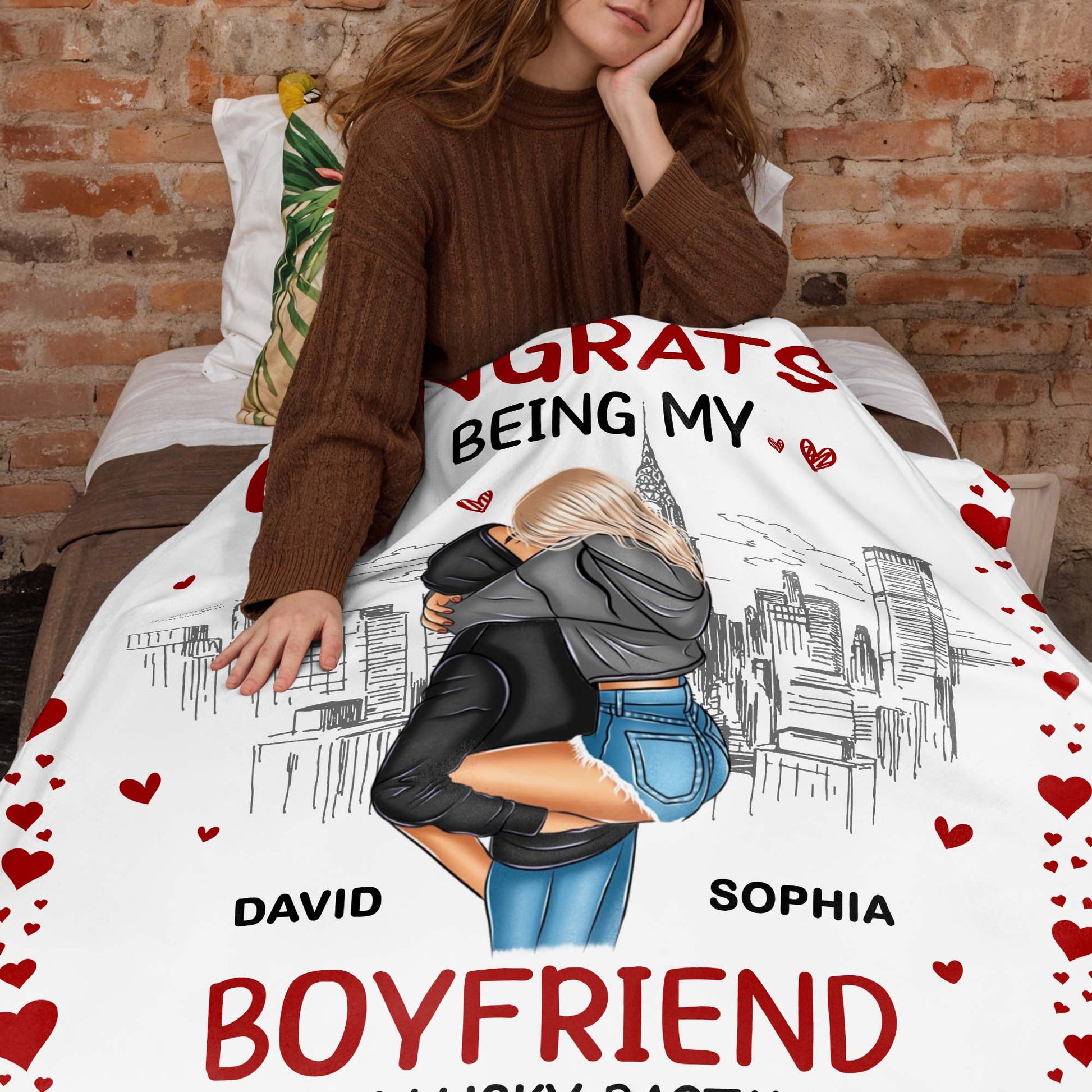 Congrats On Being My Boyfriend Skyline and Hearts Design