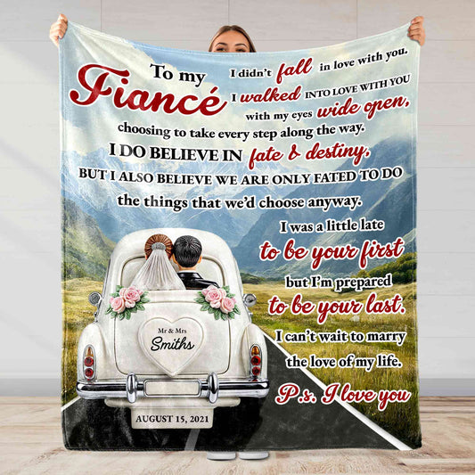 To My Fiancé: Our Journey of Love - Personalized Custom Blanket