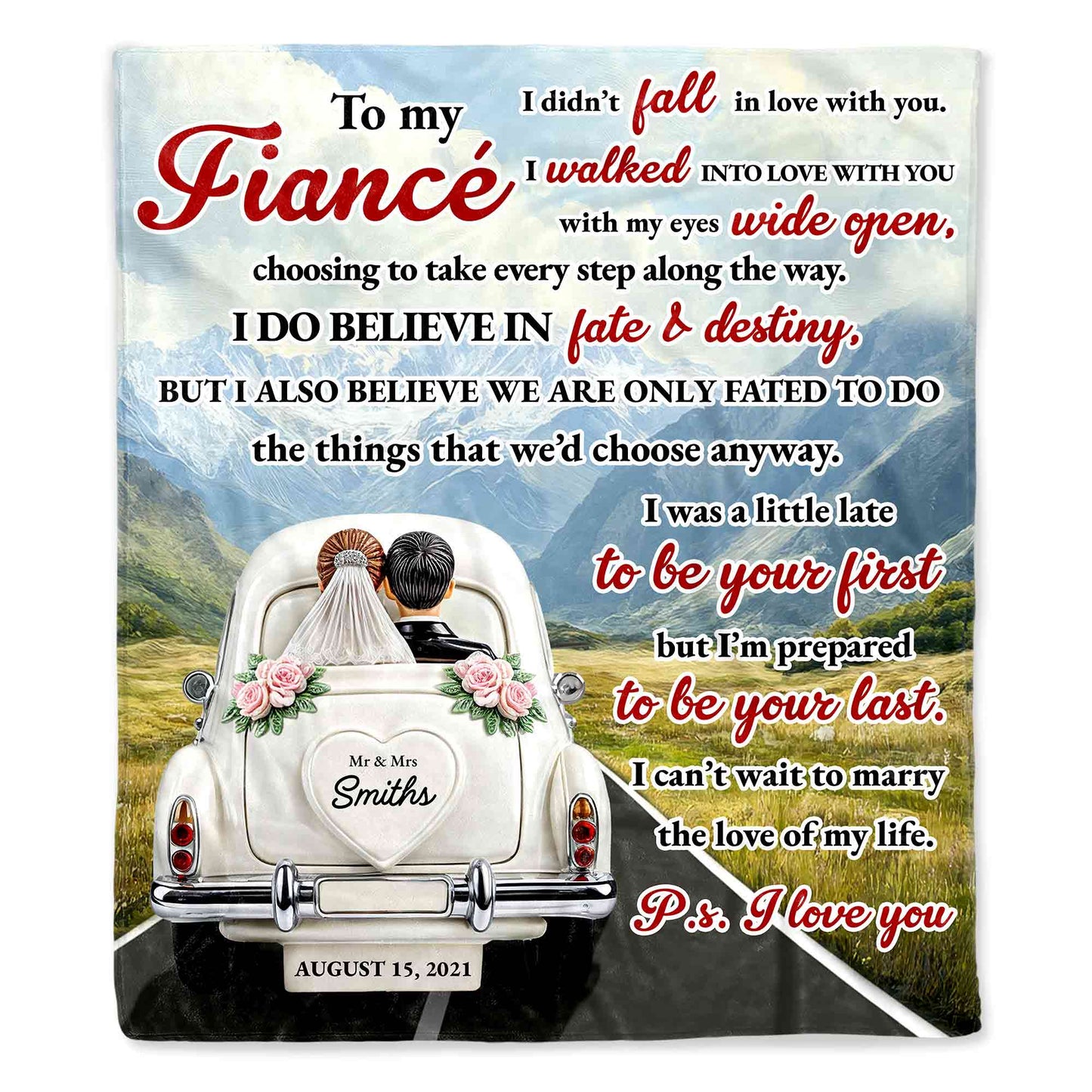To My Fiancé: Our Journey of Love - Personalized Custom Blanket